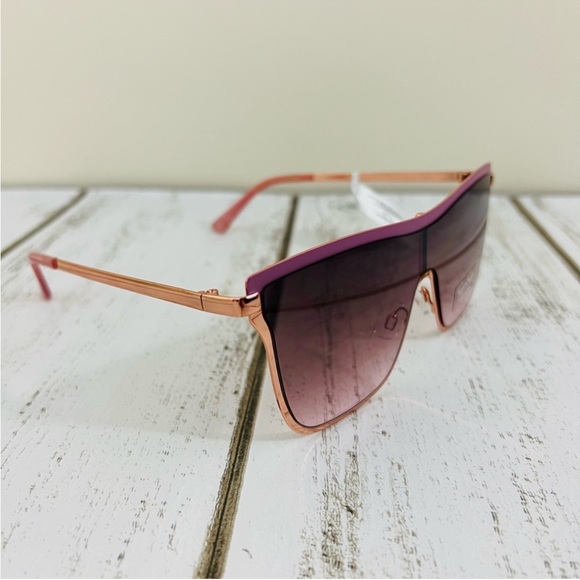 Jessica Simpson Rose Gold Metal Frame Square Shield Sunglasses Eyewear J6100 - Picture 11 of 14